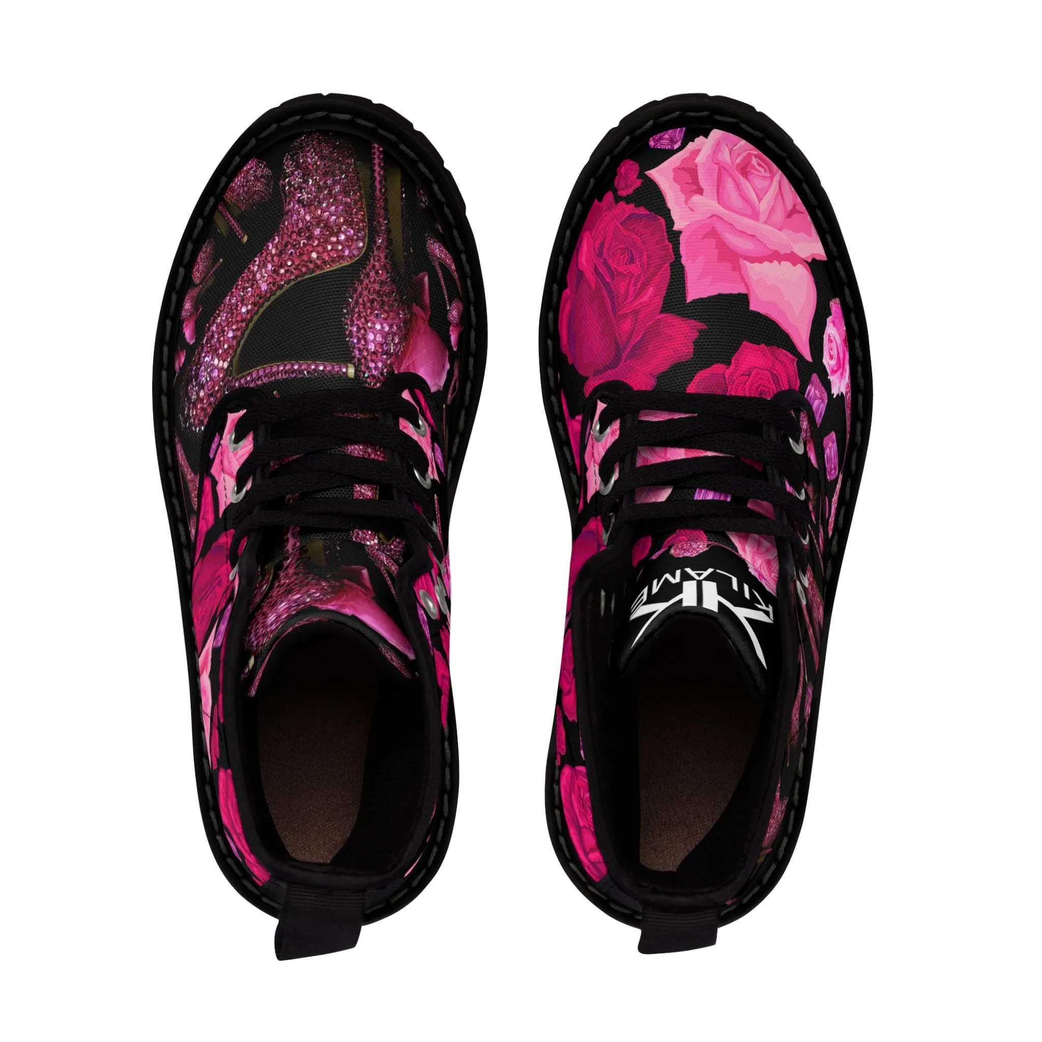 Women's Canvas Boots Nilie 'Pink crystals shoes'