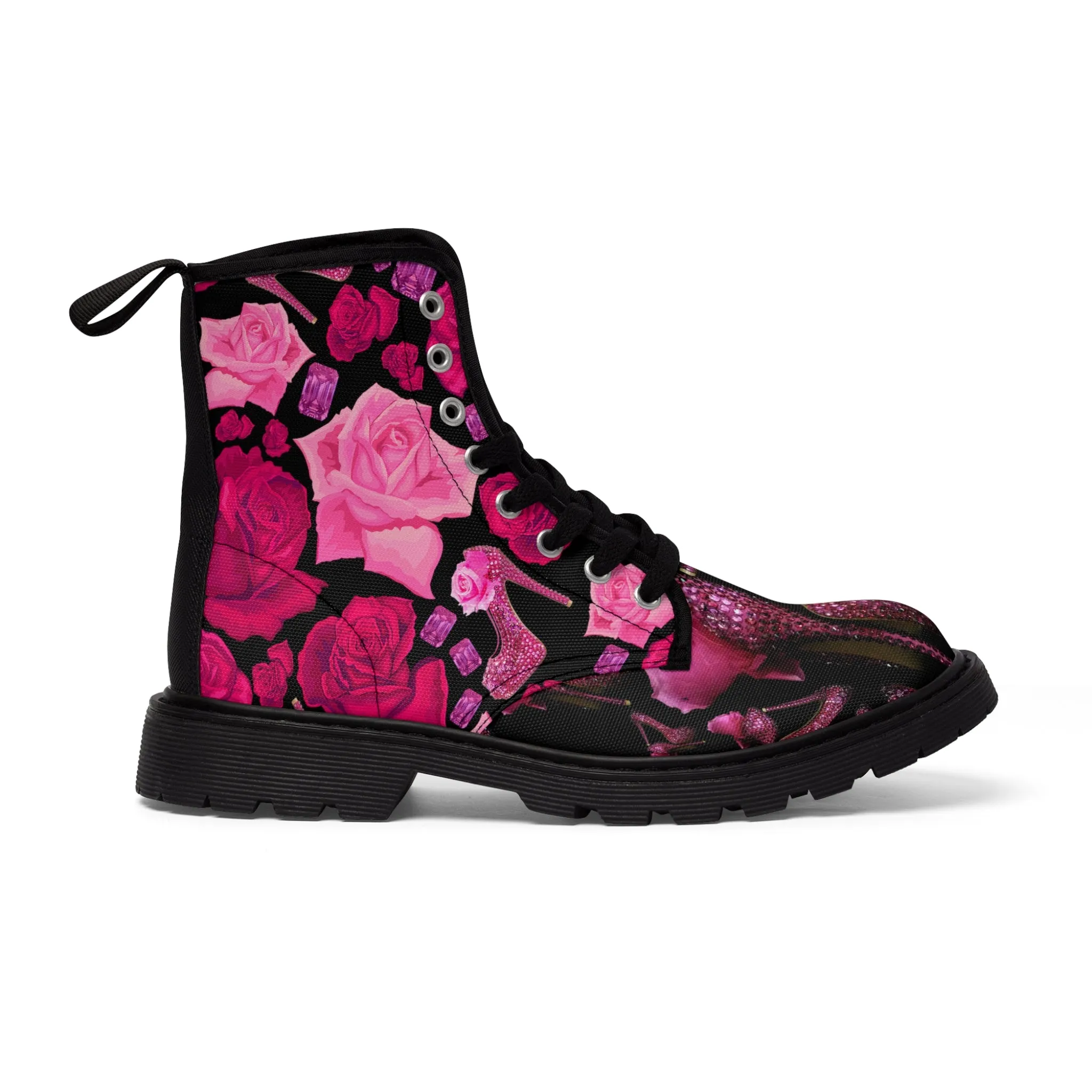 Women's Canvas Boots Nilie 'Pink crystals shoes'