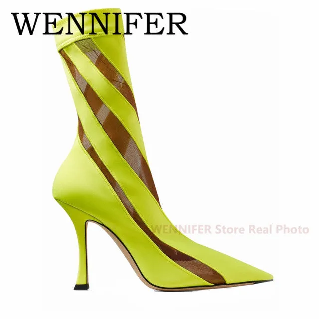 Women's Thigh High Mesh Stripe Boot..