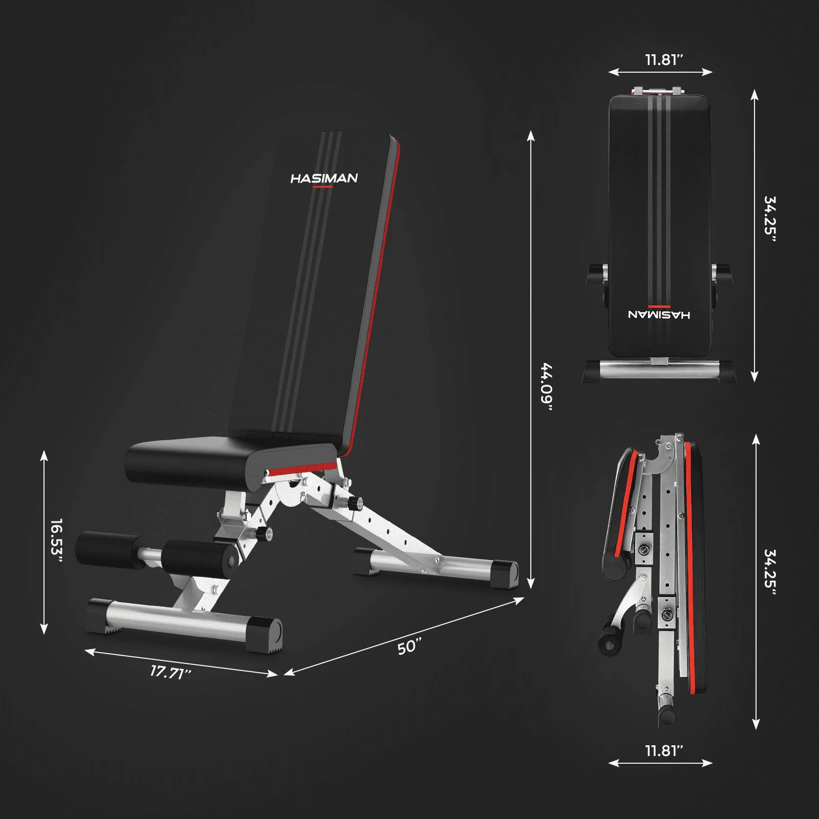 Workout Foldable Weight Bench for Home Training 600 Lb. Capacity