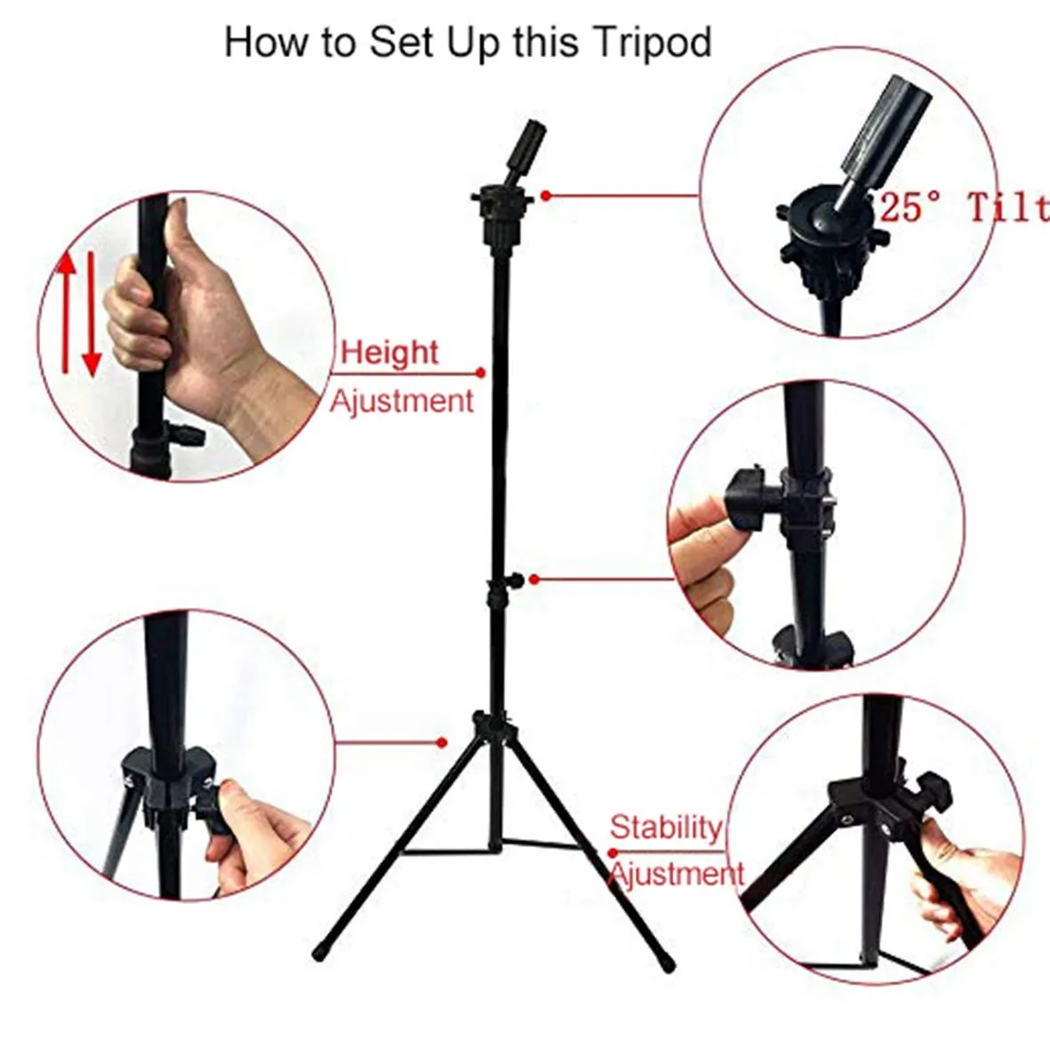 Xtrend Metal Adjustable Wig Stand Tripod Mannequin Head Wig Stand Holder Cosmetology for Hairdressing Training Head  Canvas Head