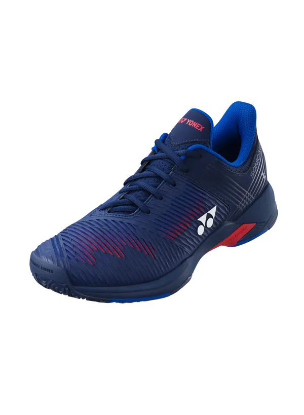 Yonex Power Cushion SONICAGE 2 Wide Unisex Shoes: ALL COURTS [Navy/Red]