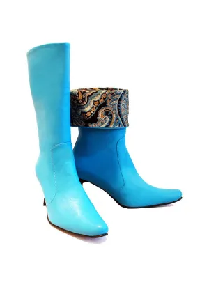 Zeyzani Blue Mid Calf Boot Final Sale